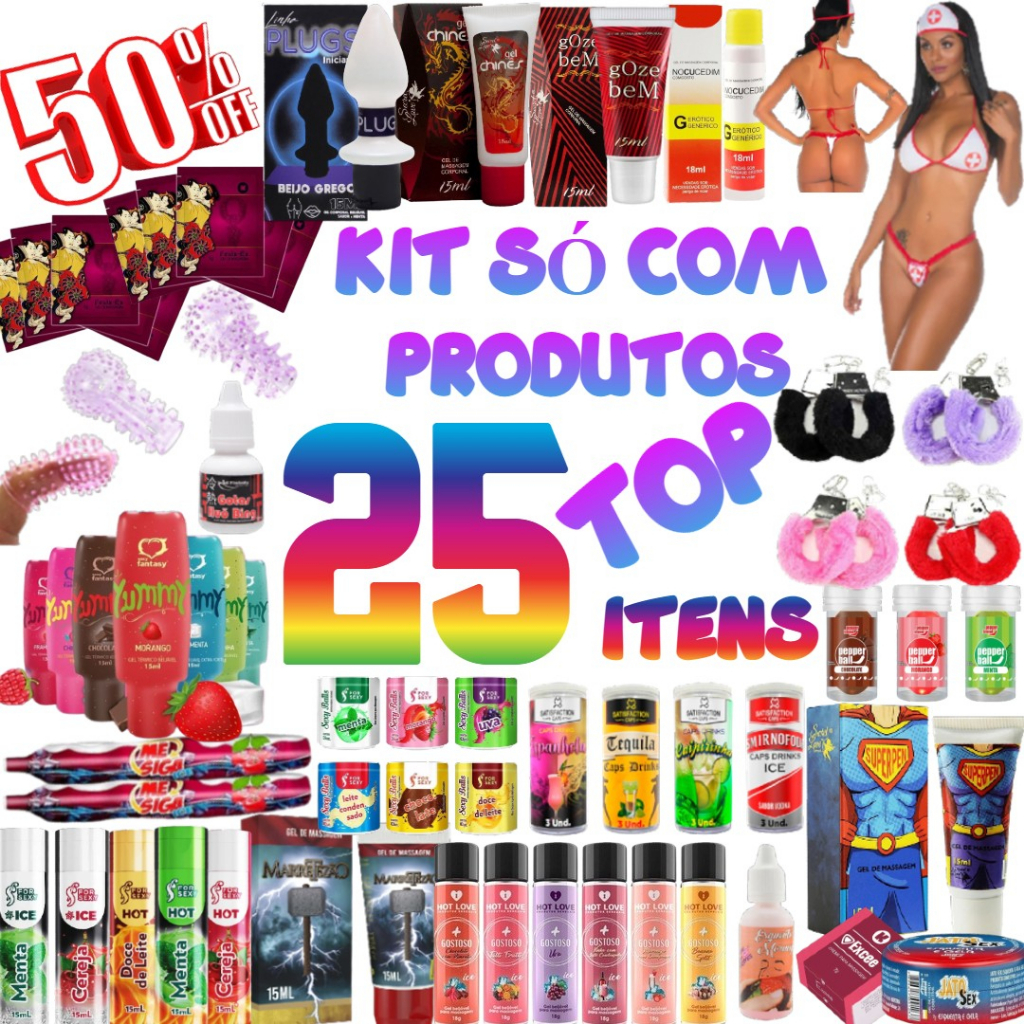 Kit Sexyshop 25 Produtos Cinta Com Penis Anal Casal Sexshop Revenda Atacado - imagem do produto