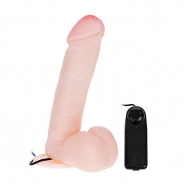 Pênis Rotativo com Escroto em Cyberskin e Vibração - PE053 - imagem do produto