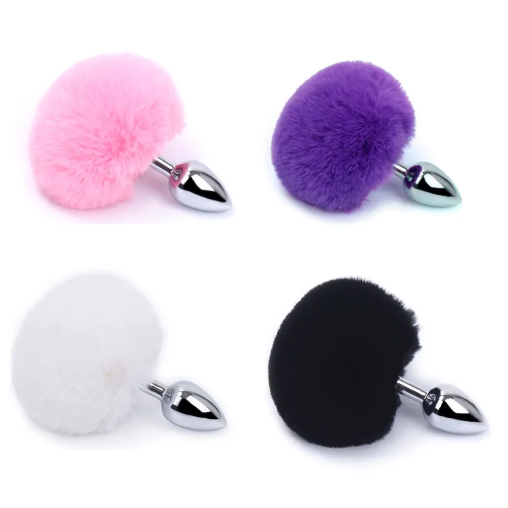Plug Anal Em Metal 7cm Com Pompom Colorido P - imagem do produto